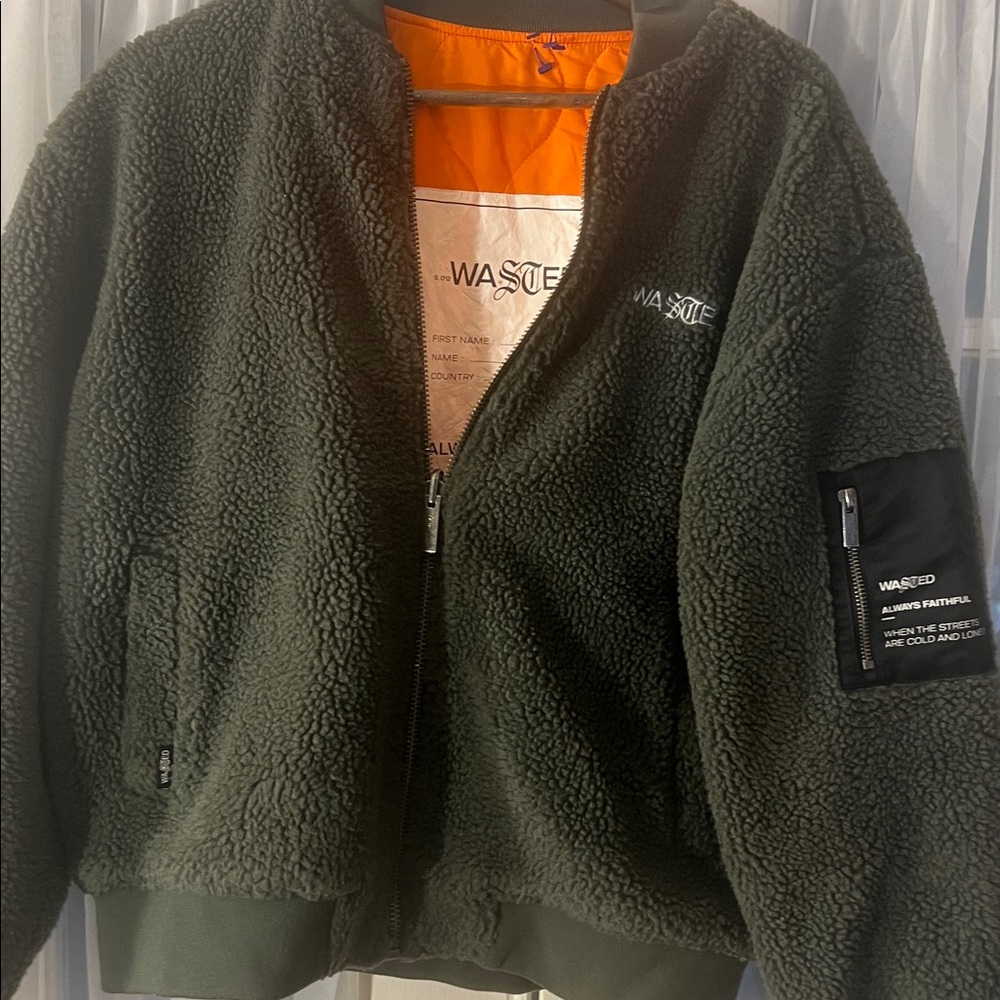 Wasted Paris Gavin Reversible Jacket Unisex Size Large Green & Orange